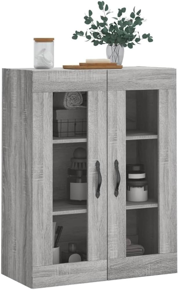 Wall-Mounted Grey Sonoma Cabinet with 3 Doors – Modern Compact Storage