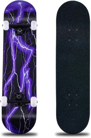 31x8 Complete Maple Skateboard Double Kick Purple Cruiser Kids Teens Adult