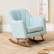 Toddler Rocking Chair Soft Bouclé Fabric, Rubberwood Bars, Easy Assembly