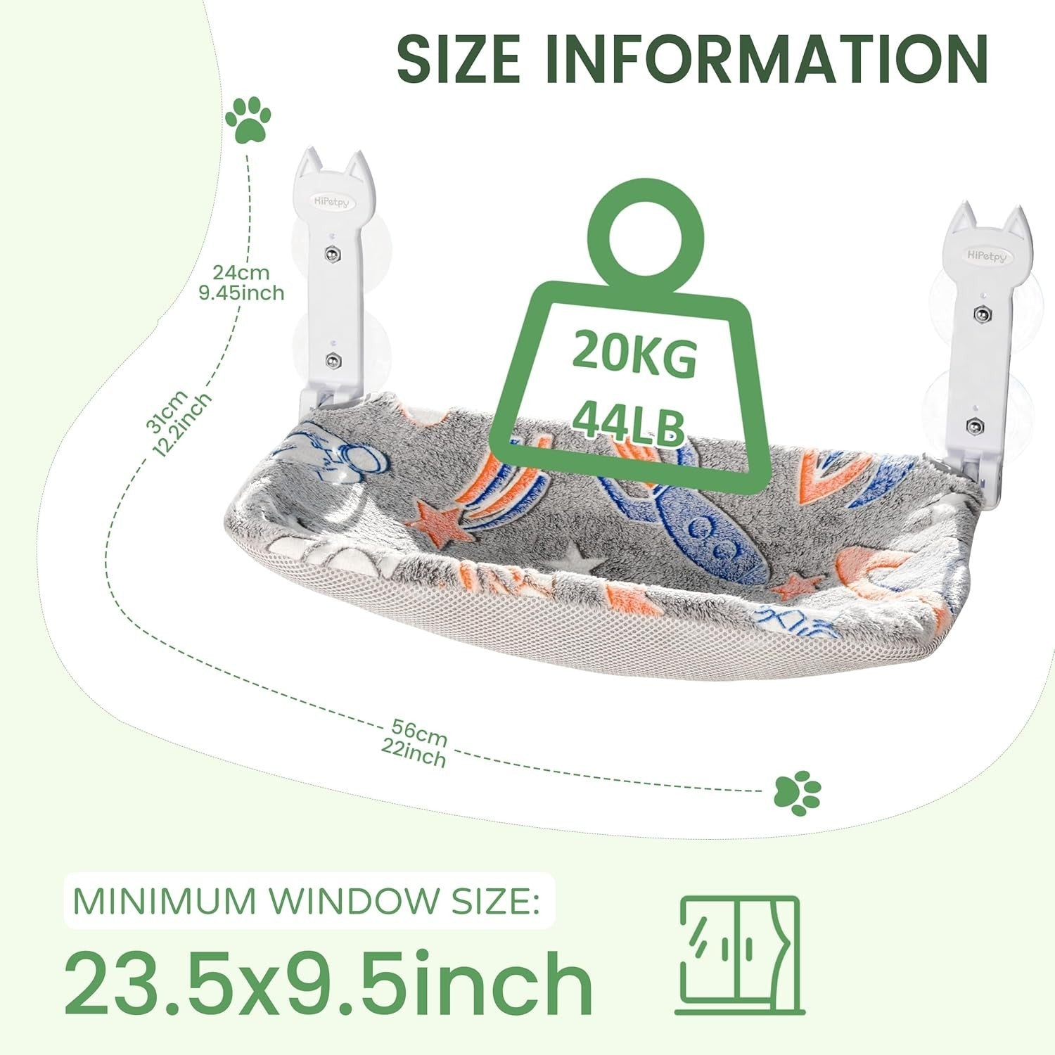 2 Pack Cat Window Bed Foldable Hammock w Glow Reversible Mat