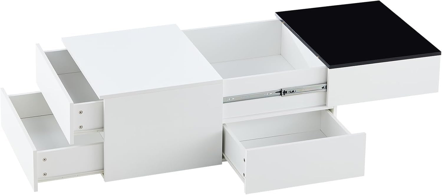 Modern High Gloss Coffee Table with 3 Drawers & Hidden Storage 100x60x40cm
