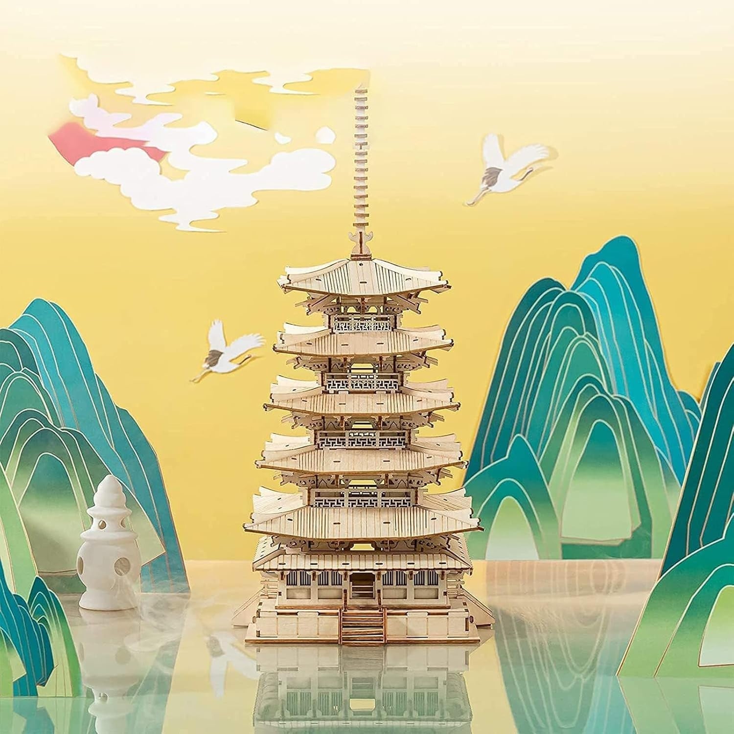 5-Story Wooden Pagoda 3D Puzzle DIY Model Kit - Fun & Educational Gift