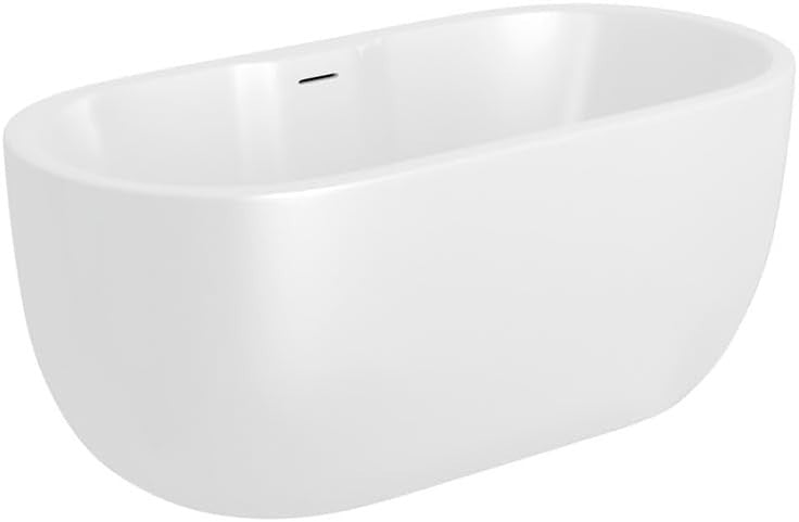 1415x750mm Oval Double Ended Acrylic Bath White Freestanding Soaking Tub