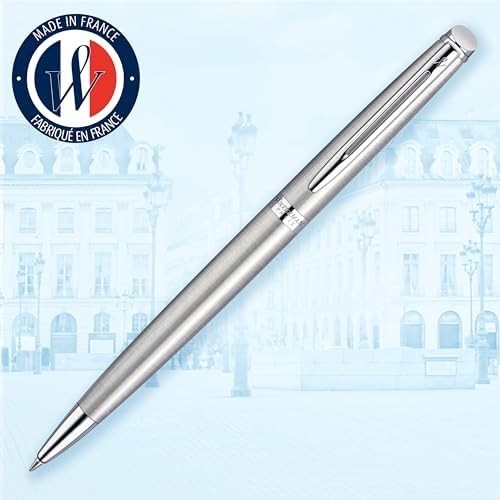 Luxury Ballpoint Pen – Stainless Steel Chrome Trim, Medium Blue Ink, Refillable
