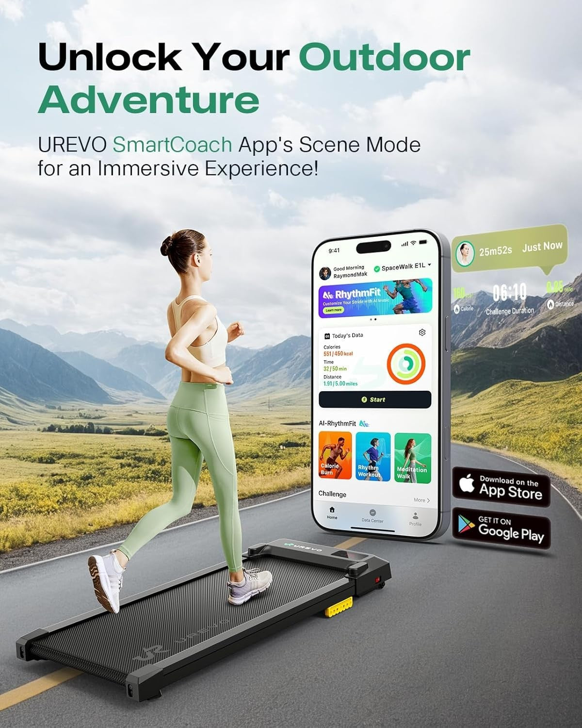 Compact 3-in-1 Under Desk Treadmill | Portable, Quiet, Shock Absorbing