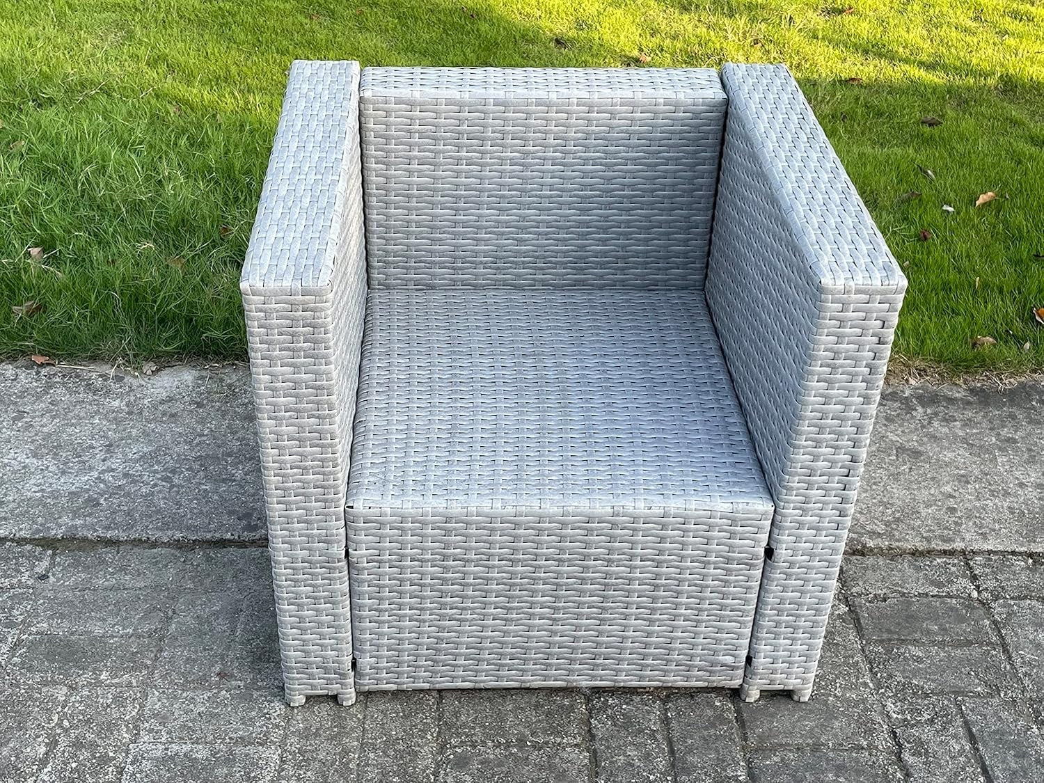 Rattan Garden Armchair with Cushions Patio Lounge Chair Indoor Outdoor