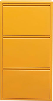 Space-Saving 3-Tier Flip Shoe Cabinet, Slim Metal Rack for 6 Pairs, Yellow