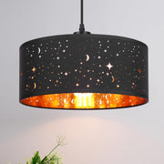 Black Star Cut Lampshade Gold Lined Modern Ceiling Pendant Light