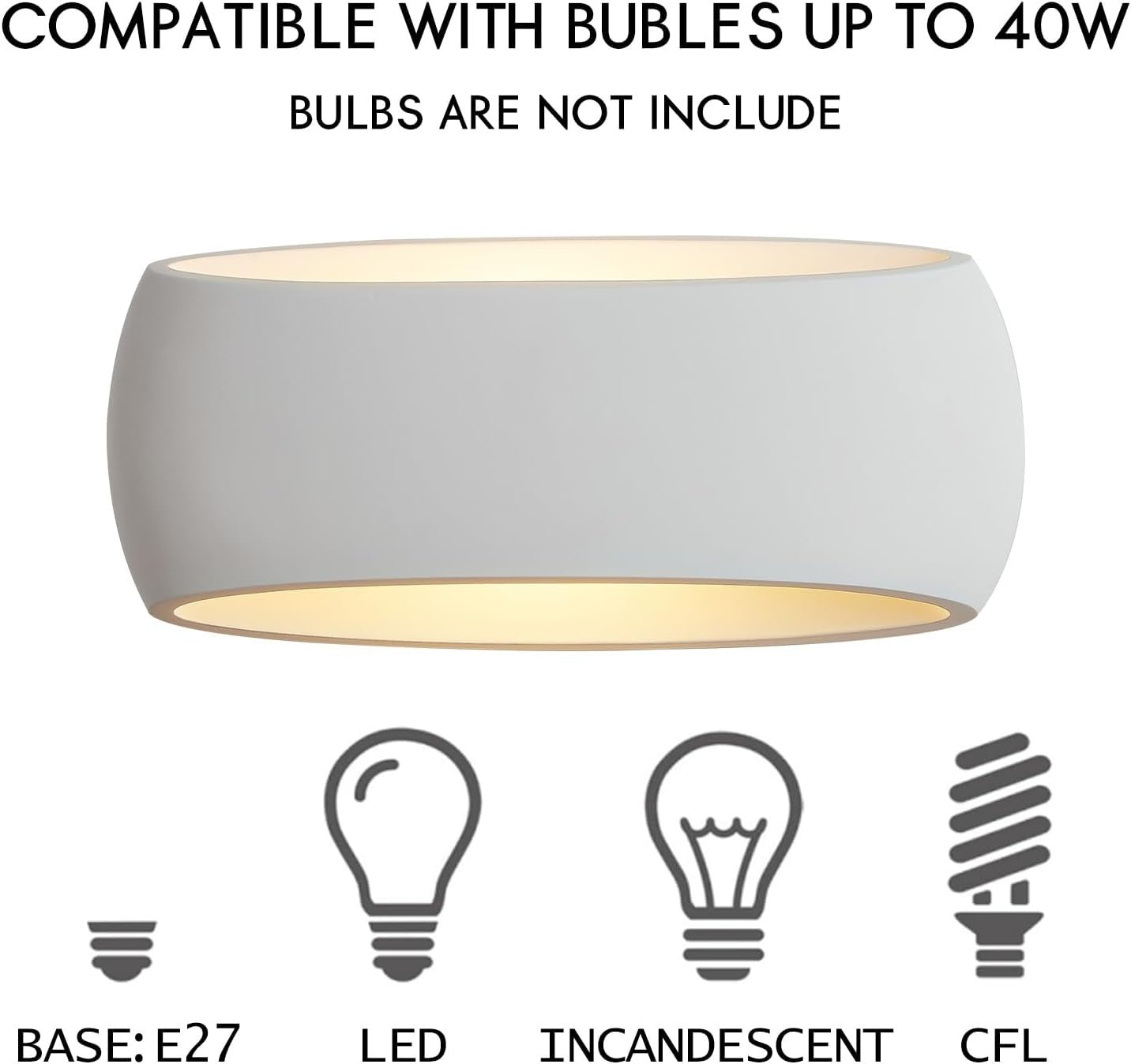 Modern White Wall Lights Uplight Downlight Plaster 2 Pack | 38cm XL