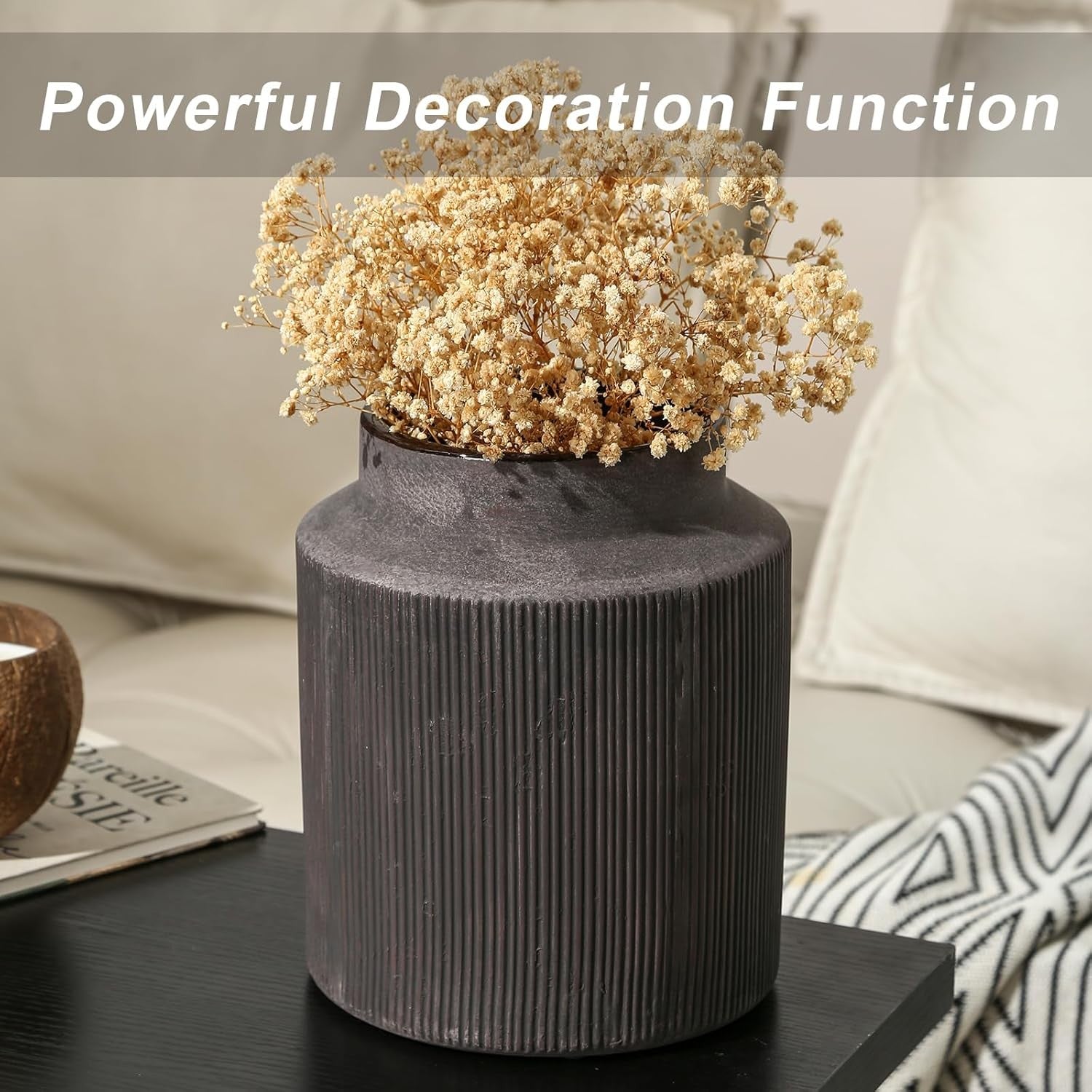 Dark Brown Rustic Terracotta Vase 9in Large Farmhouse Flower Home Decor