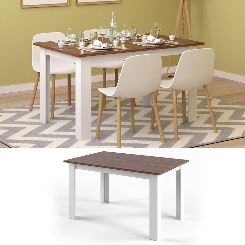 140cm Oak Dining Table Modern Rectangular Kitchen Table Black Legs Wood