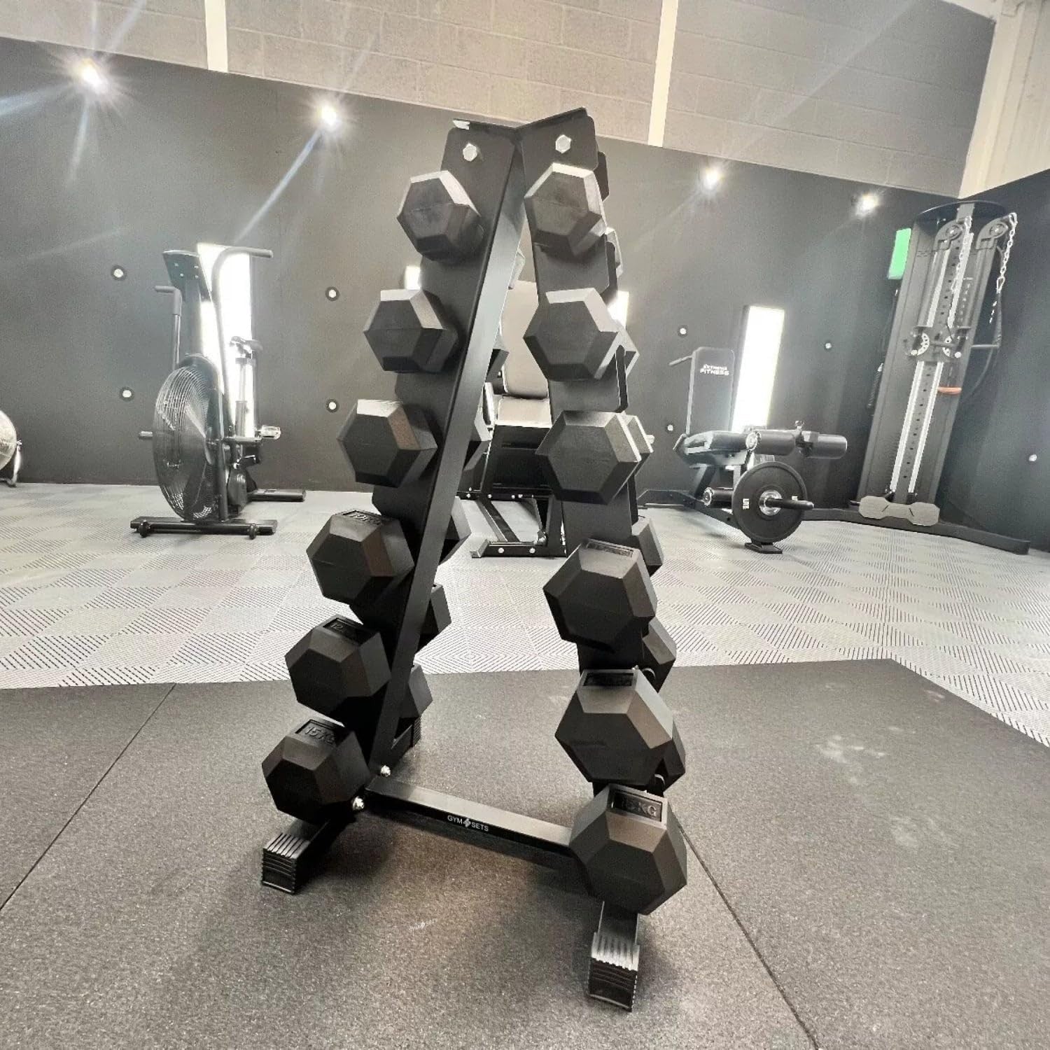6 Tier Hex Dumbbell Rack Set 120kg With Vertical Storage Stand