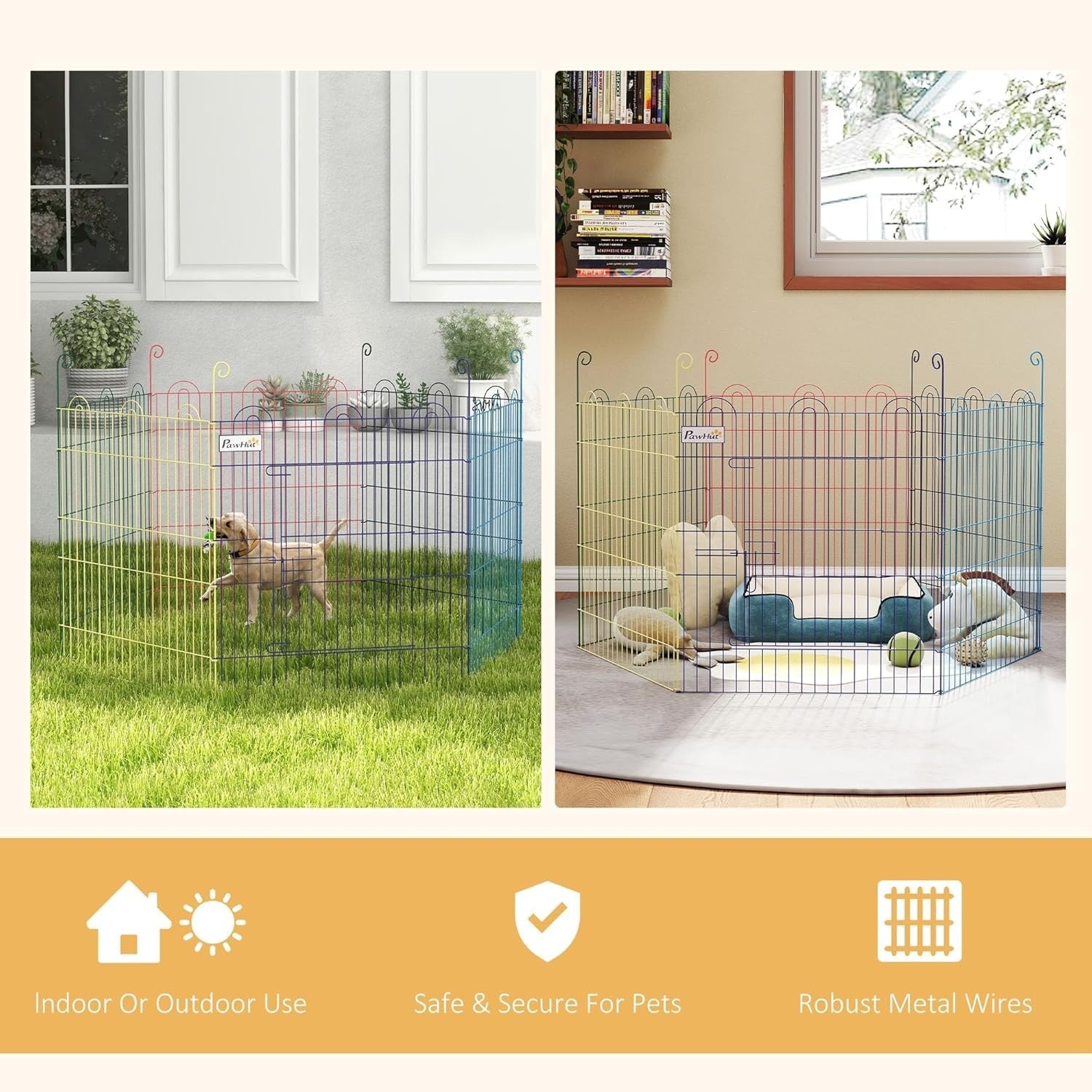 Metal Dog Puppy Playpen Crate Pen Fence 120cm x 60cm Indoor Outdoor Run