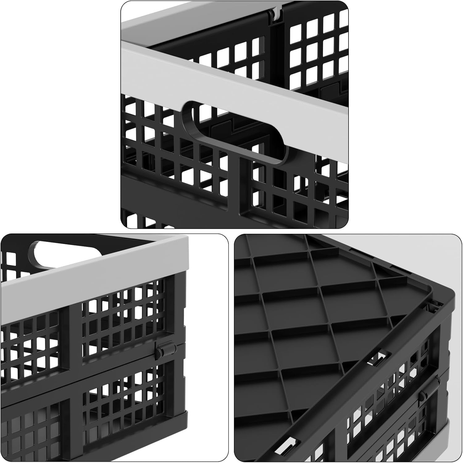 Foldable Plastic Storage Crates 35L – Collapsible Stackable Bins for Home