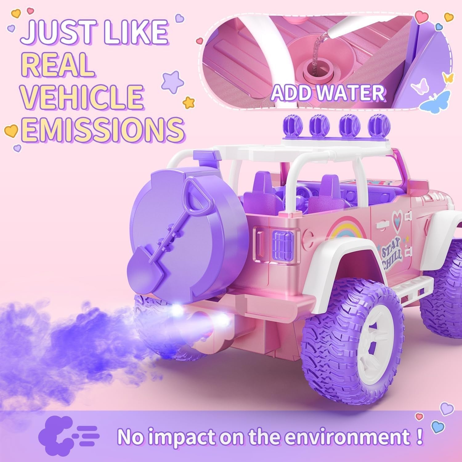 Pink 1:16 RC Car for Girls with Fog Mist & Music 2.4GHz SUV Toy Gift