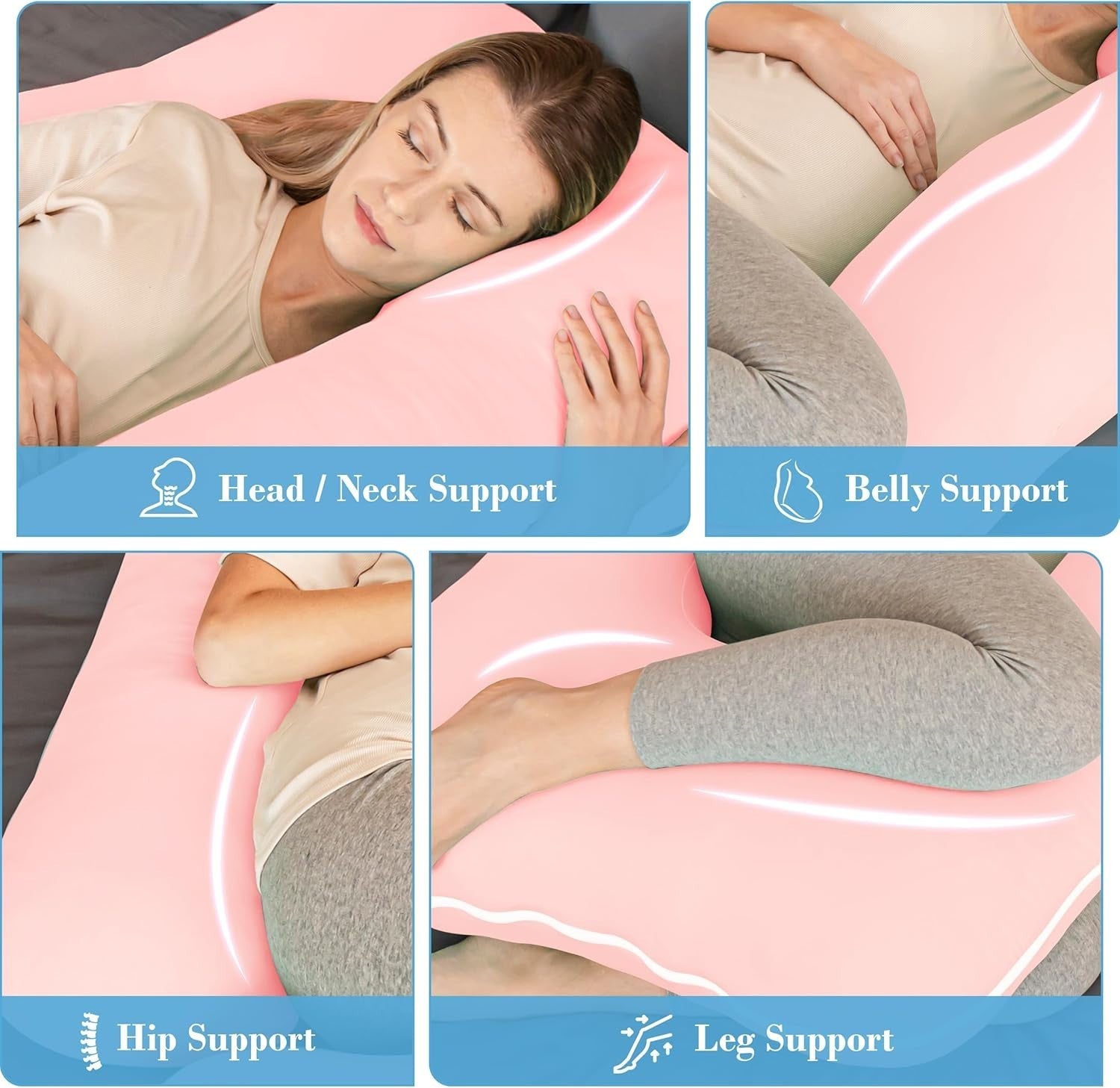 Pregnancy Body Pillow 57” J Shape Full Body Maternity Support Cooling