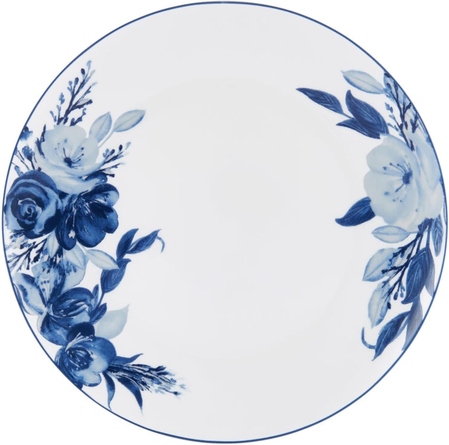 12pc Bone China Dinner Set Blue White Floral Plates Bowls Service for 4