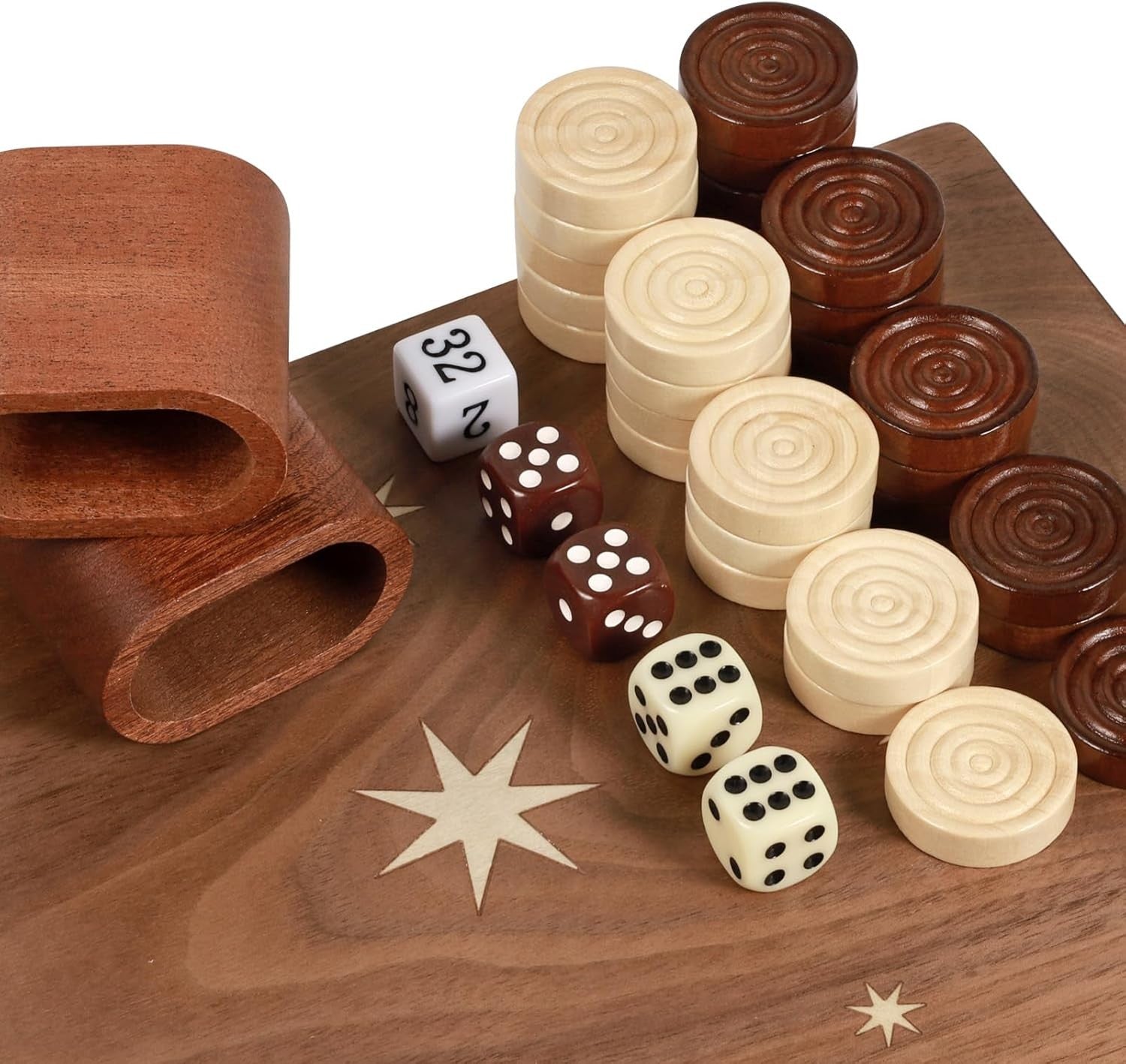 Large Wooden Backgammon Set 16” Folding Travel Board Luxury Strategy Game