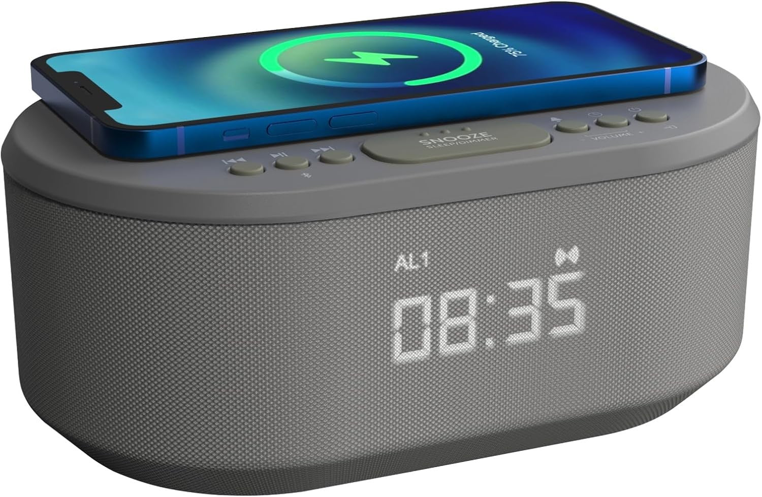 Bedside Alarm Clock Wireless Charger Bluetooth Speaker FM Radio Dimmable