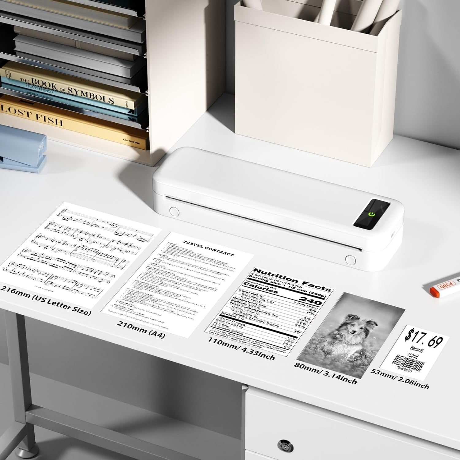 Portable Thermal Printer – Wireless Bluetooth Inkless Printer for A4/Home/Office