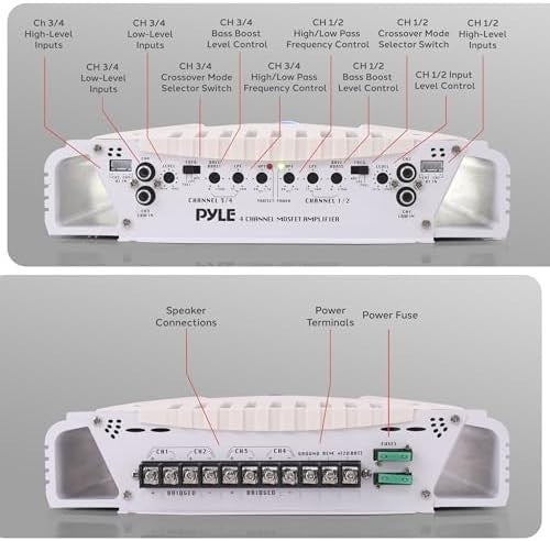 1000W 4-Channel Marine MOSFET Amp PLMRA420 Waterproof Bridgeable