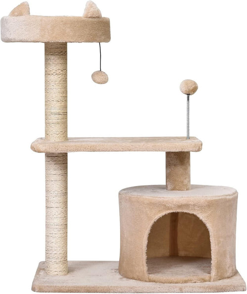 Cat Tree Tower Indoor with Condo Scratching Post Platform 81cm Beige