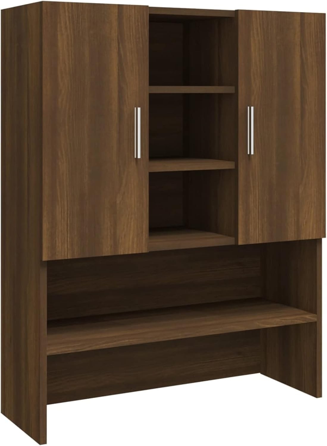 Gecheer Washing Machine Storage Cabinet Bathroom Storage Rack Wooden Laundry Cup