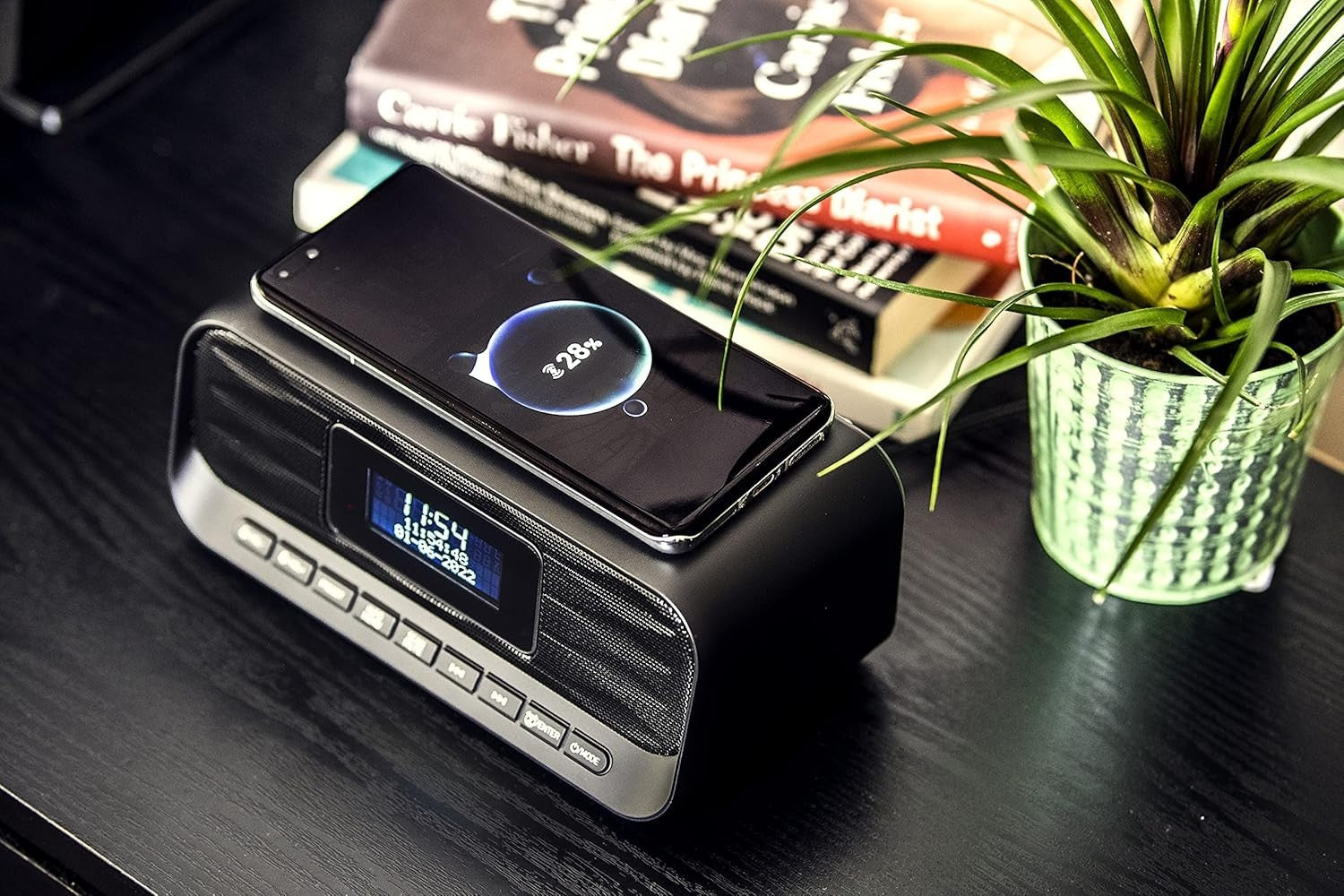 DAB FM Alarm Clock Radio Bluetooth Wireless Charging USB 60 Presets