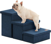 Dog Stairs 3 Step with Storage 18" High Foldable Pet Steps Navy