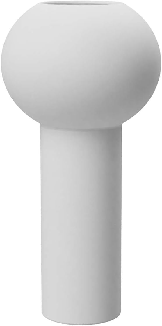 White Ceramic Pillar Vase 24cm Modern Minimalist Table Home Decor
