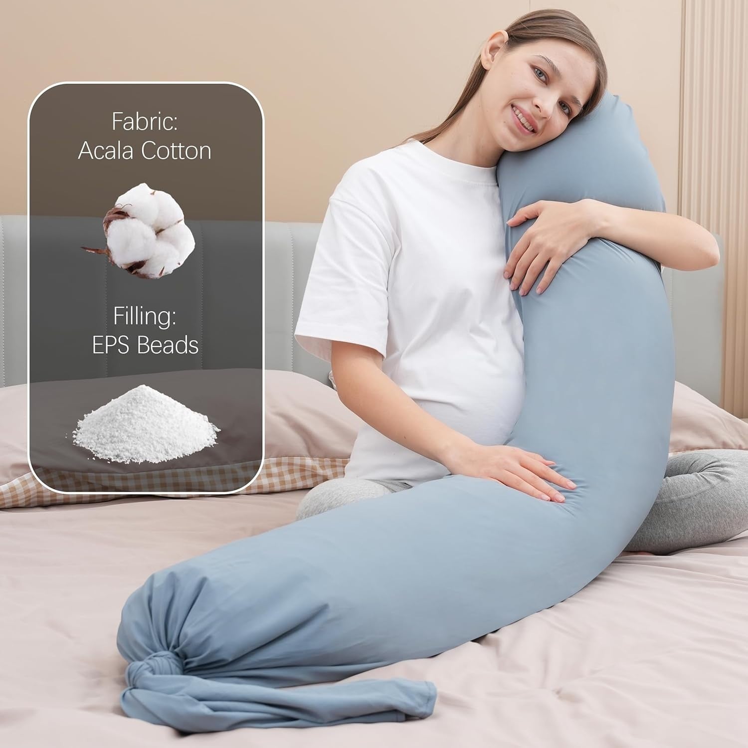 Pregnancy Pillow 54” Full Body Maternity Support Cushion Cooling Cover