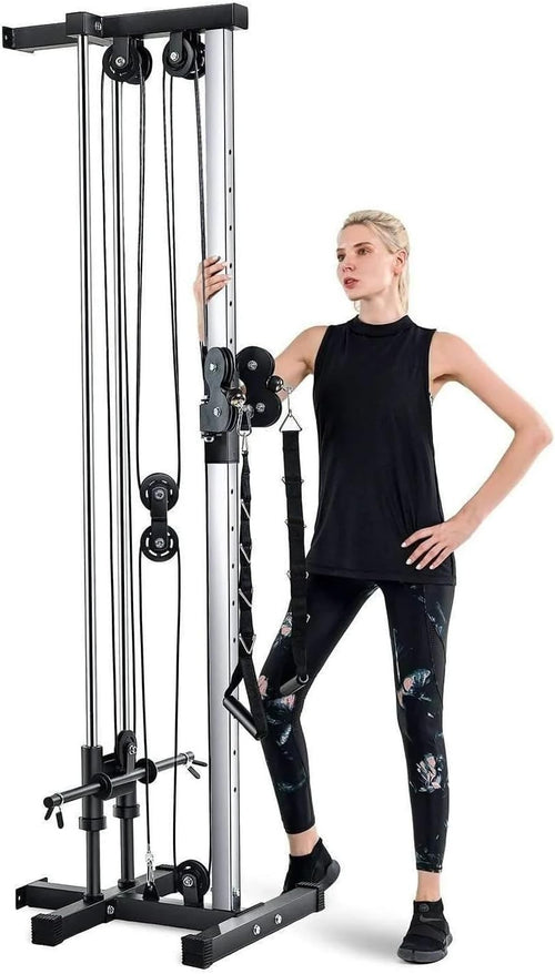 Wall Mounted Cable Crossover Home Gym, Adjustable Pulley Arms 18 Positions