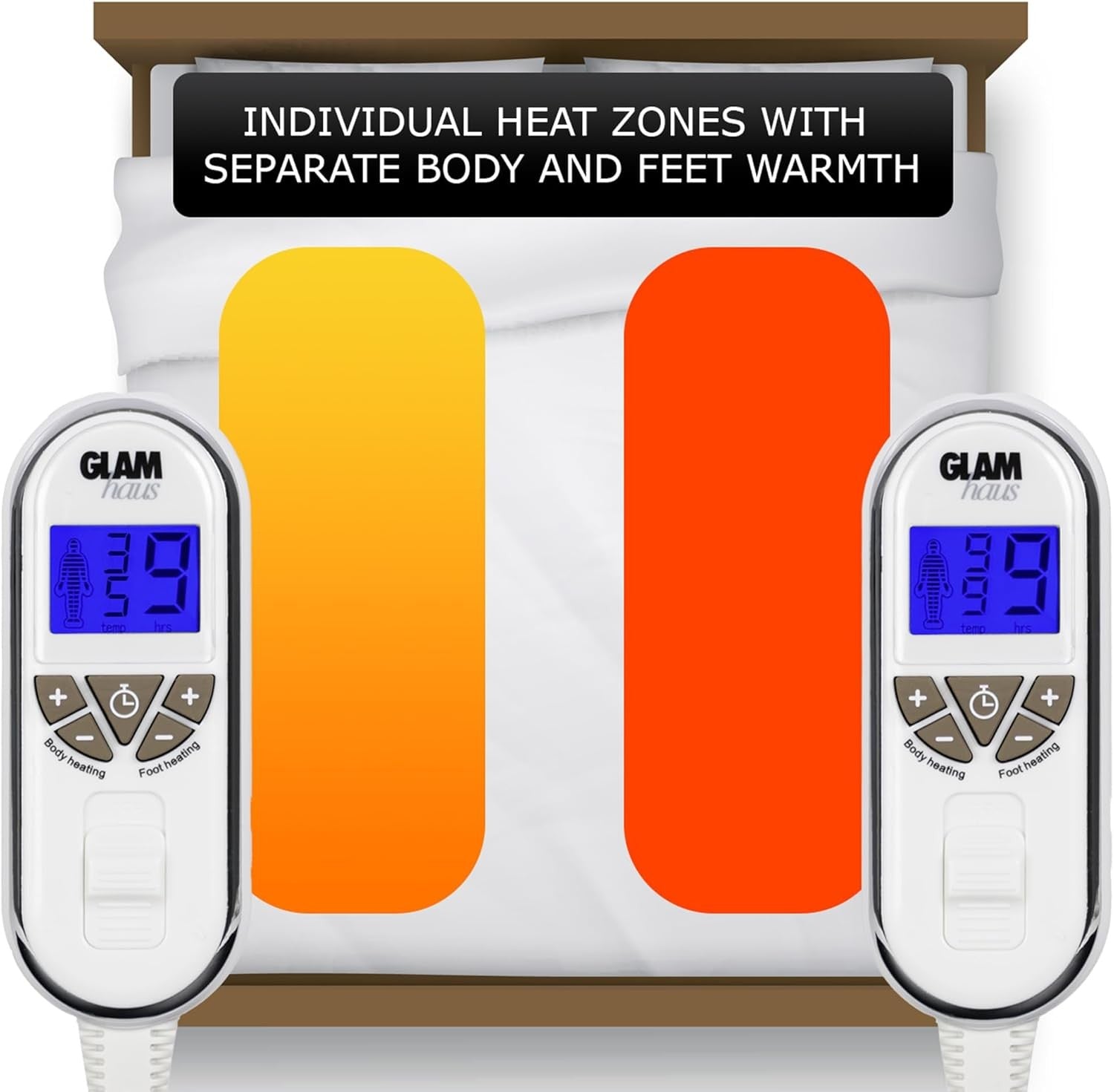 Electric Heated Blanket Super King Sherpa Fleece Dual Control 9 Heat Timer