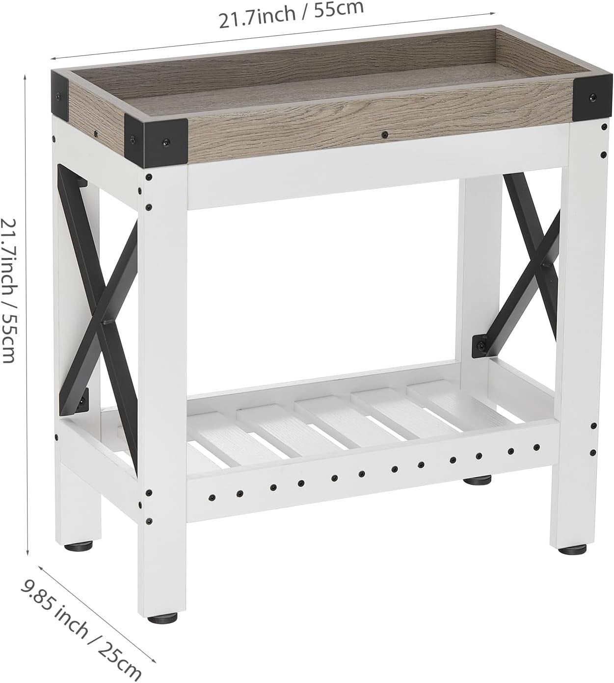 Narrow White End Table with Storage Shelf – Compact Nightstand for Small Spaces