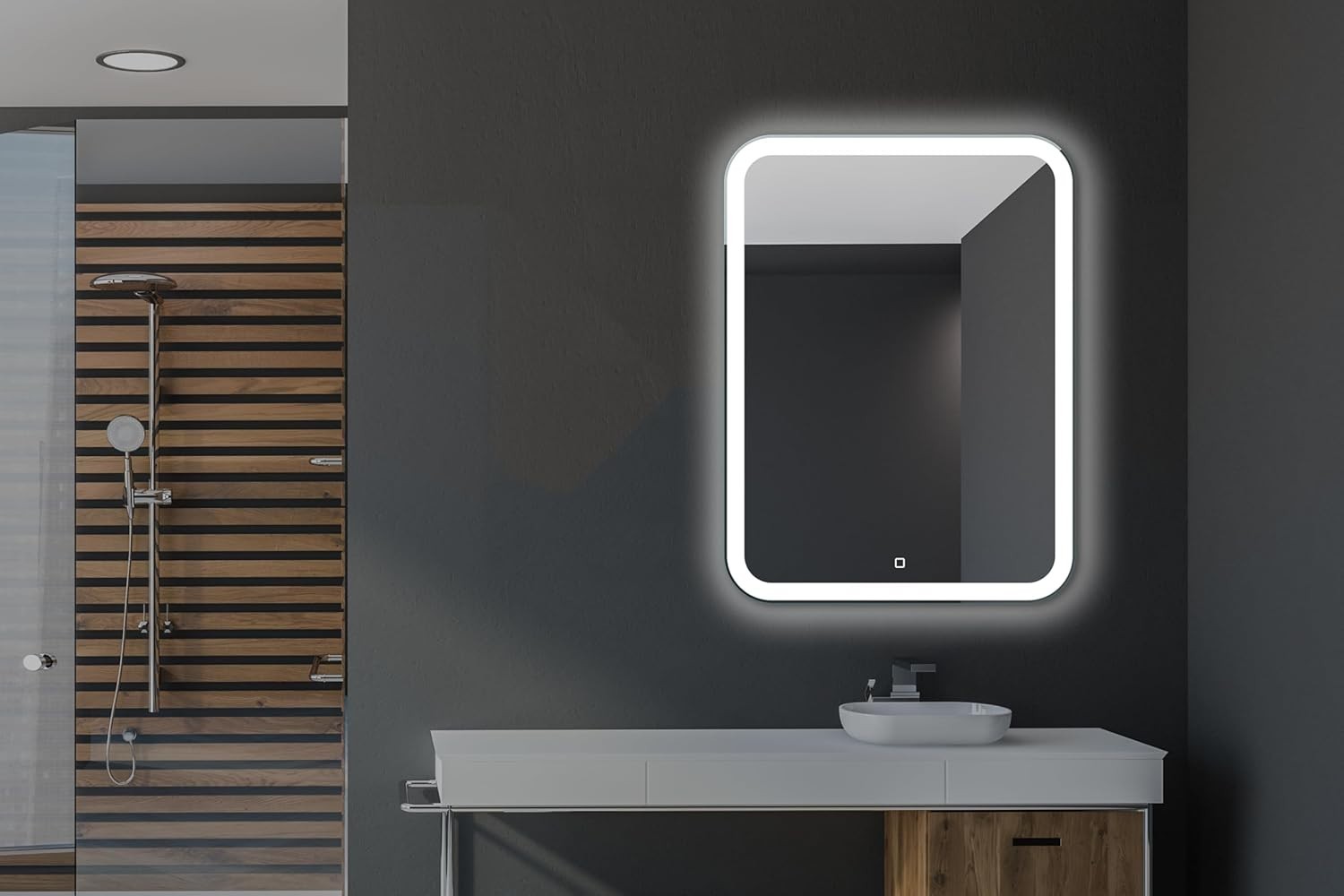 LED Bathroom Mirror 60x80cm Touch Sensor, Rounded Corners, Energy Efficient