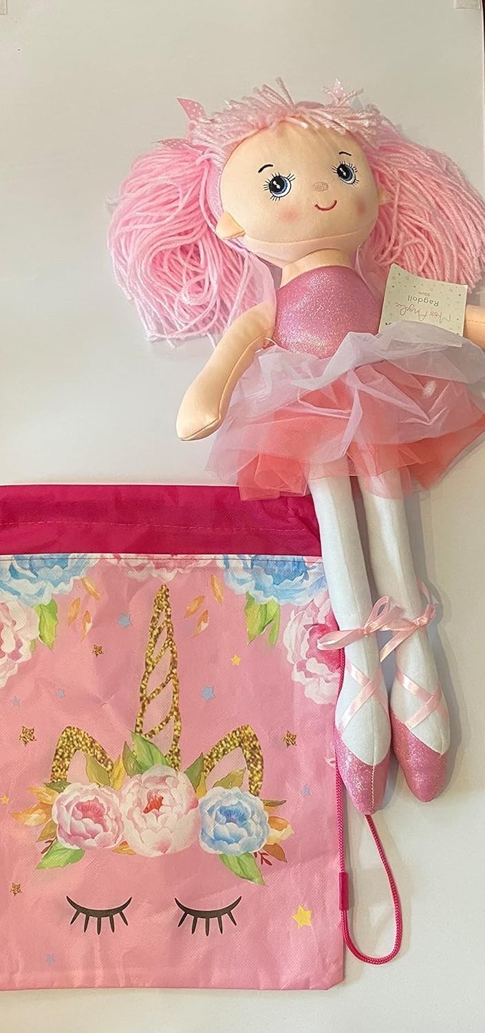 Ballerina Rag Doll Soft Plush Tutu Toy Unicorn Bag Gift for Girls Kids