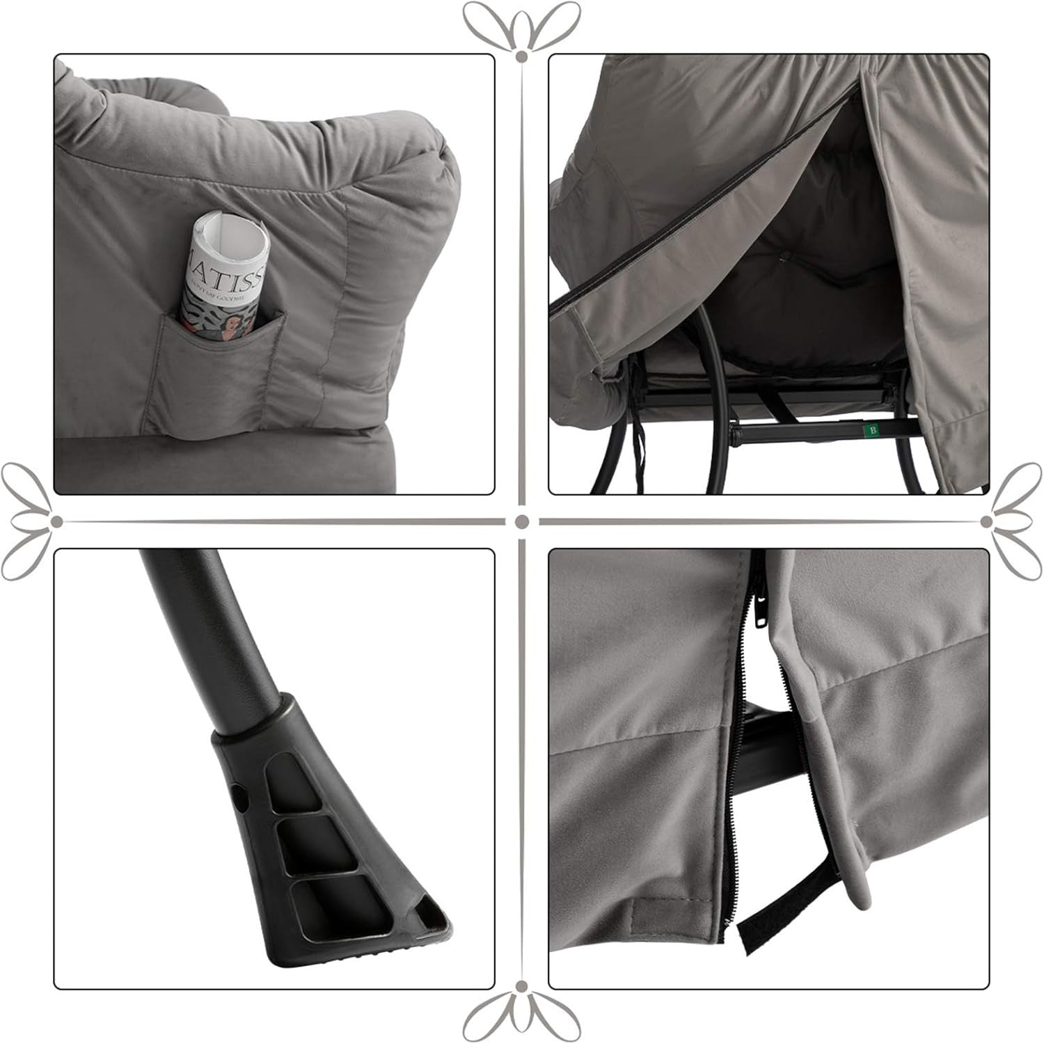 Velvet Grey Armchair Living Room Bedroom Lounge Chair Comfy Relax Seat