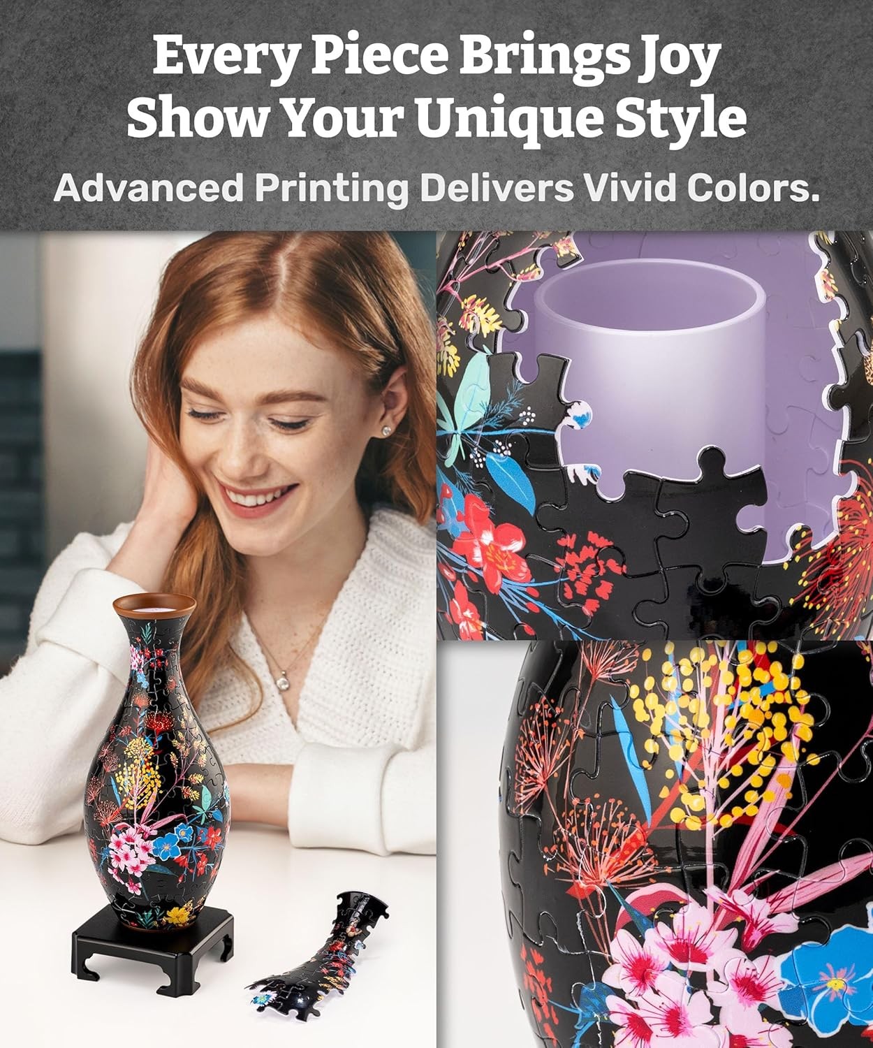 3D Puzzle Flower Vase 160 Piece Decorative Floral Home Gift