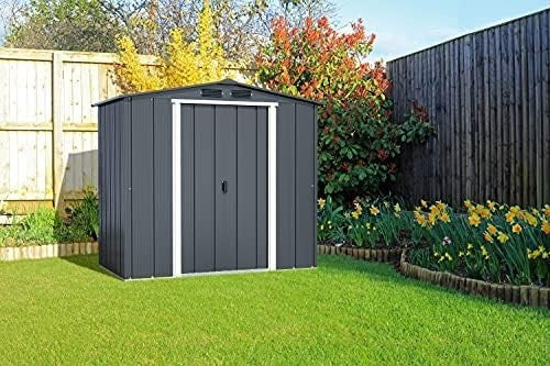 Metal Garden Storage Shed 6x4ft Waterproof Outdoor Tool & Bike Shed Anthracite