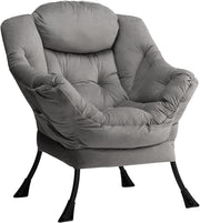 Velvet Grey Armchair Living Room Bedroom Lounge Chair Comfy Relax Seat