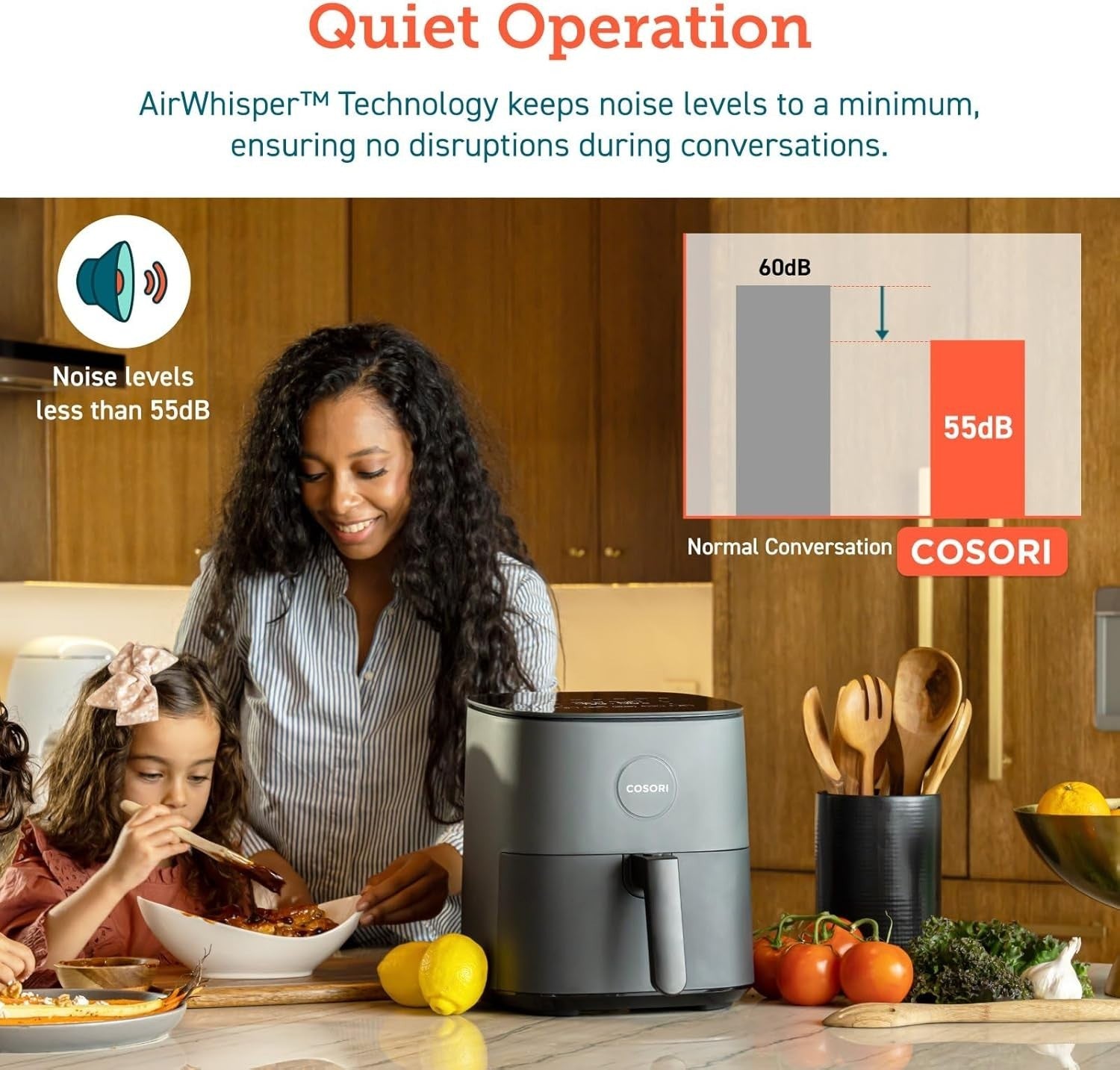 4.7L Compact Air Fryer 9-in-1 Rapid Cook Oven Max 230°C Digital Display Quiet