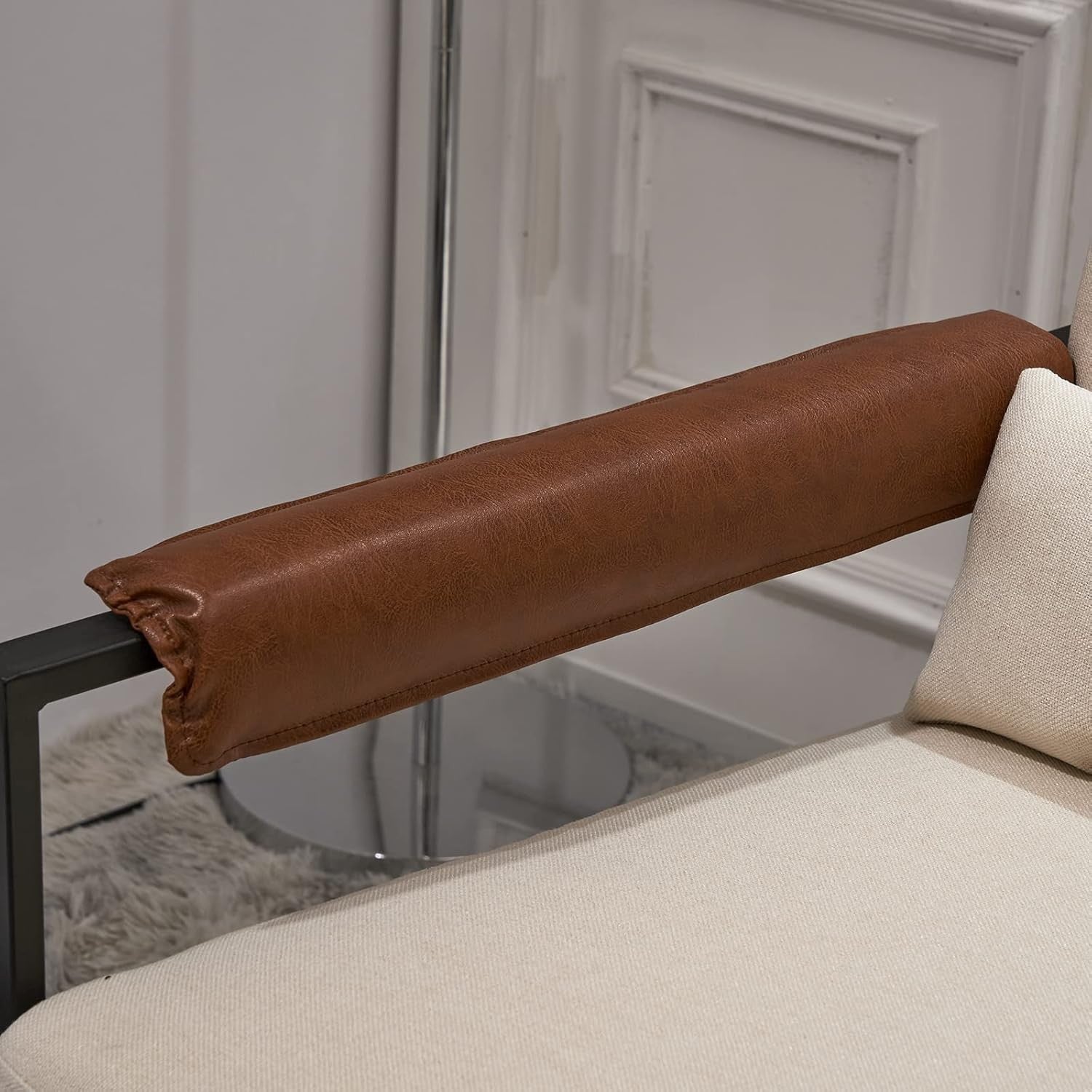 Modern Accent Armchair Beige Metal Frame Lounge Chair Cushion Seat
