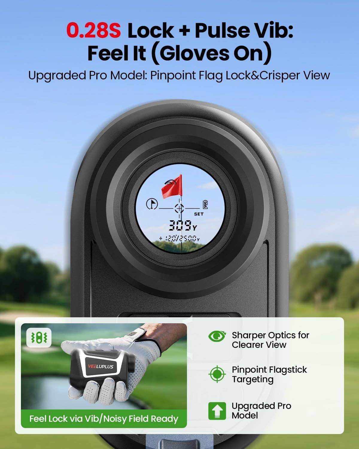 Golf Rangefinder 660 Yards Slope Flag Lock Rechargeable Laser 6X