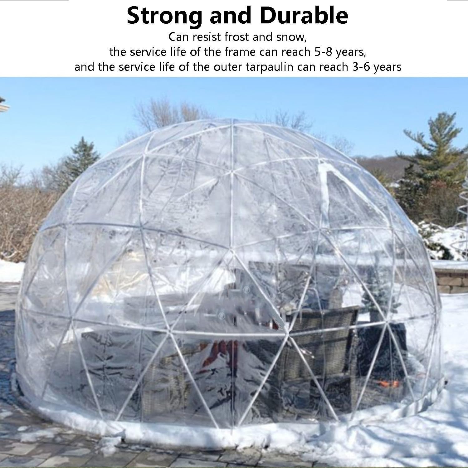 Luxury 12ft Geodesic Dome Greenhouse PVC Transparent 360° Outdoor Garden Pod