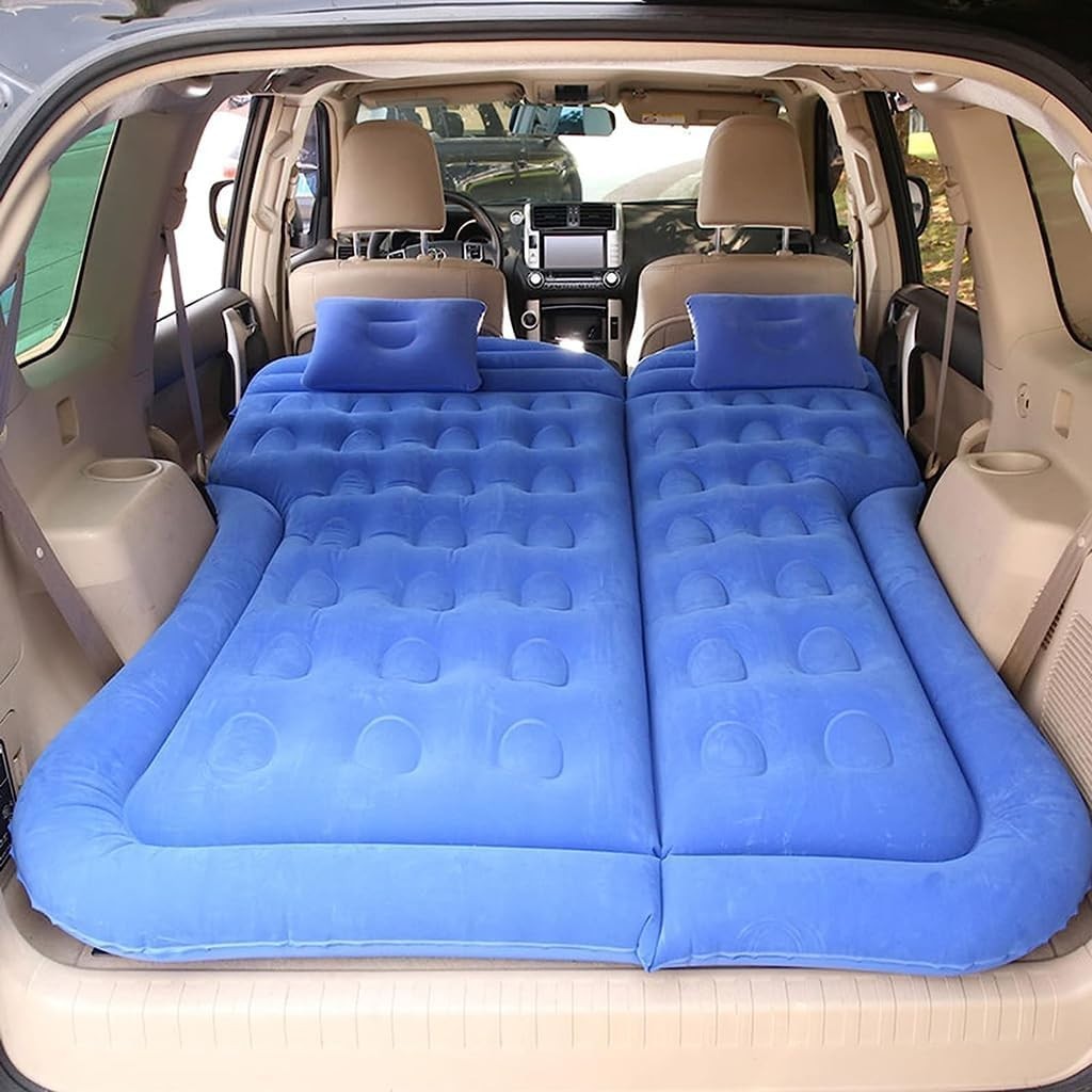 Inflatable Car Air Mattress SUV Back Seat Travel Bed Camping Blue