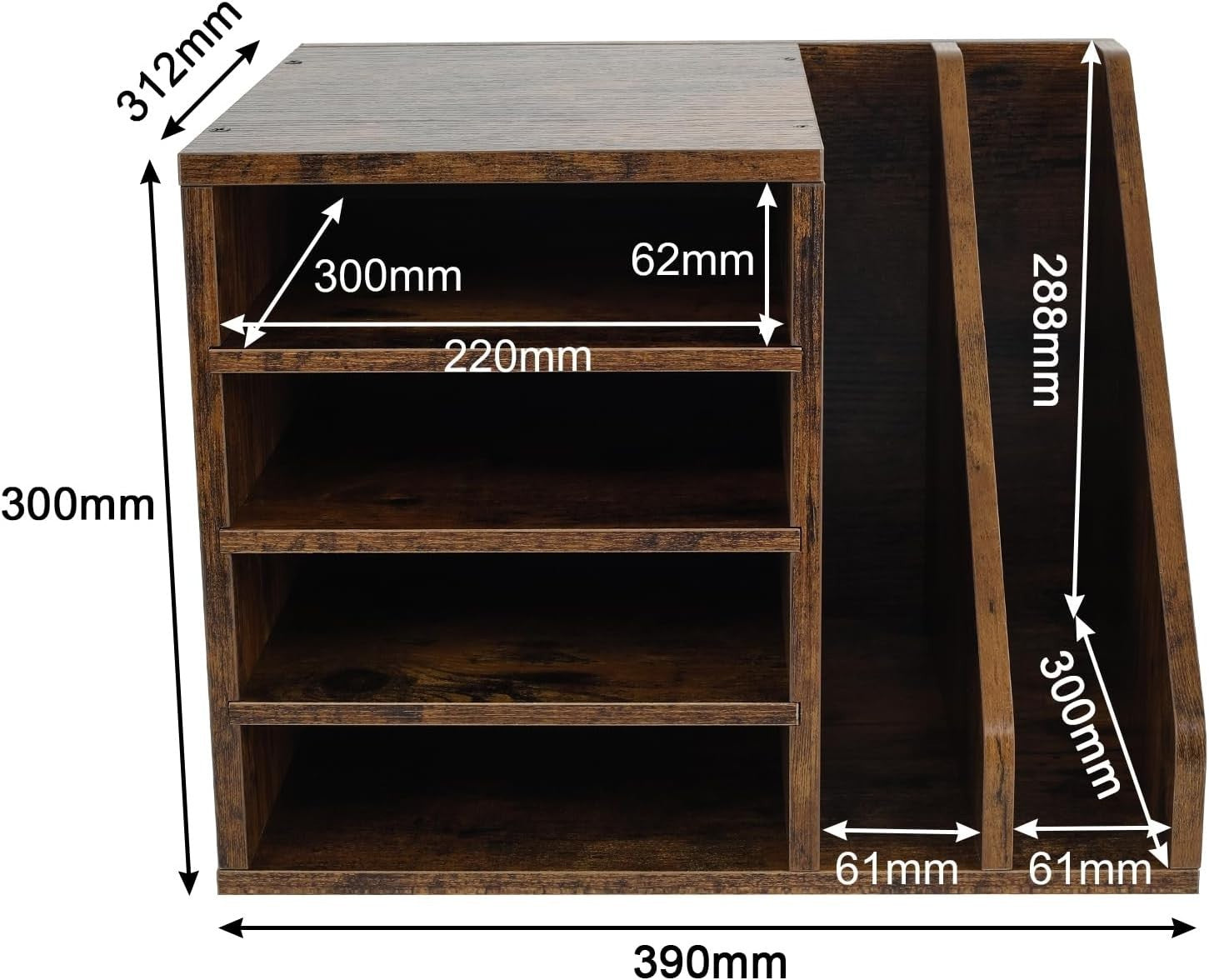 Wooden A4 Desk Tray File Holder Paper Organiser Magazine Rack Brown