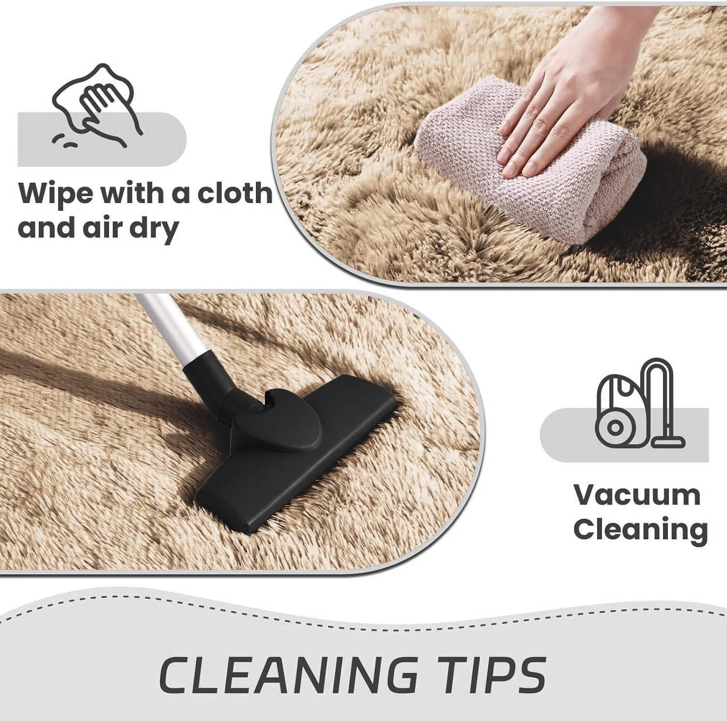 Round Shaggy Rugs Set 2pcs 120x120cm Super Soft Non Slip Thick Pile Carpet