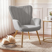 Wing Back Accent Armchair with Ottoman Modern Lounge Chair Grey