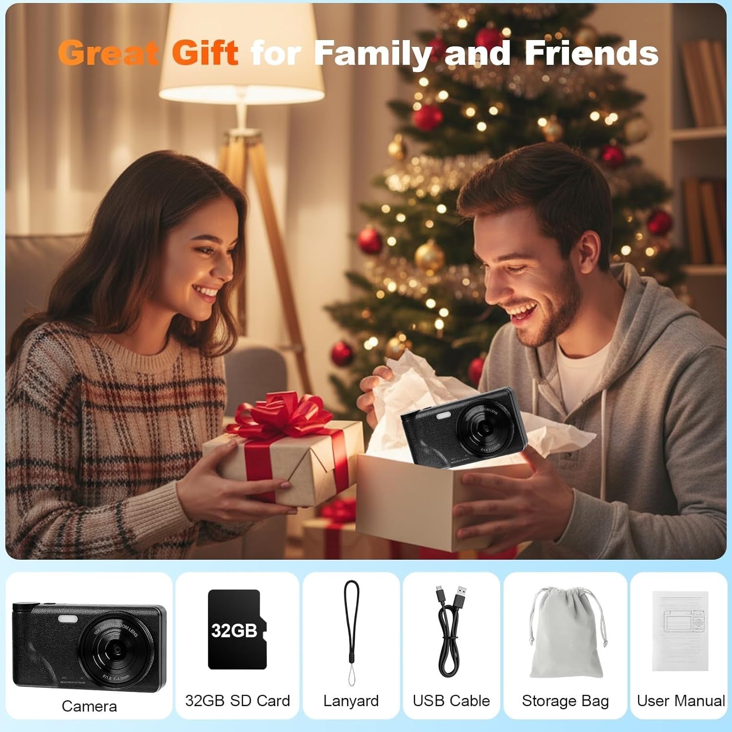 4K 64MP Vlogging Camera Flip Screen Zoom Camera w 32GB Card