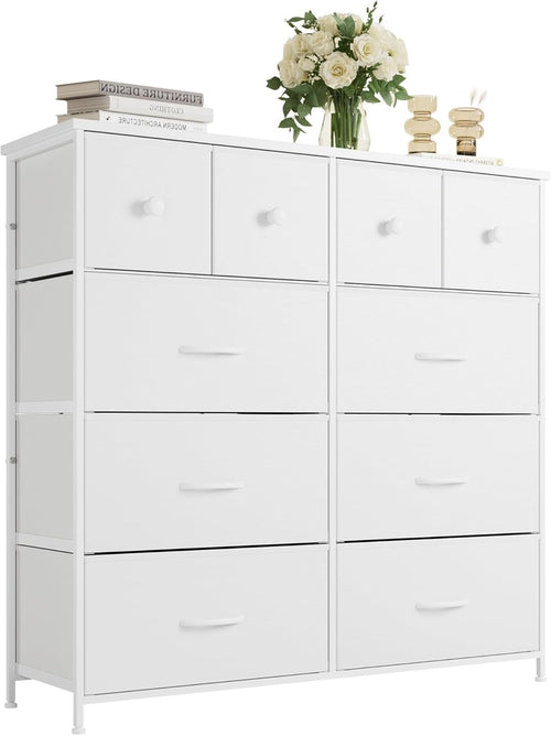 Tall White 10 Drawer Dresser Storage Chest for Bedroom Closet Nursery